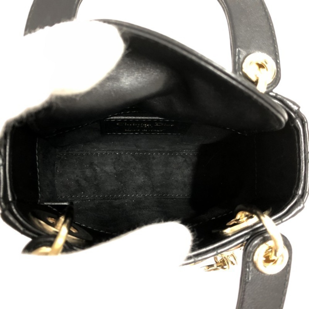 Christian Dior Lady Dior Micro Lambskin Shoulder Bag Black - Picture 5 of 16